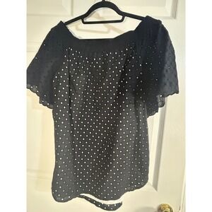 Finley Black Eyelet Off‎ Shoulder Top, Women's Blouse, Summer Shirt, Size S